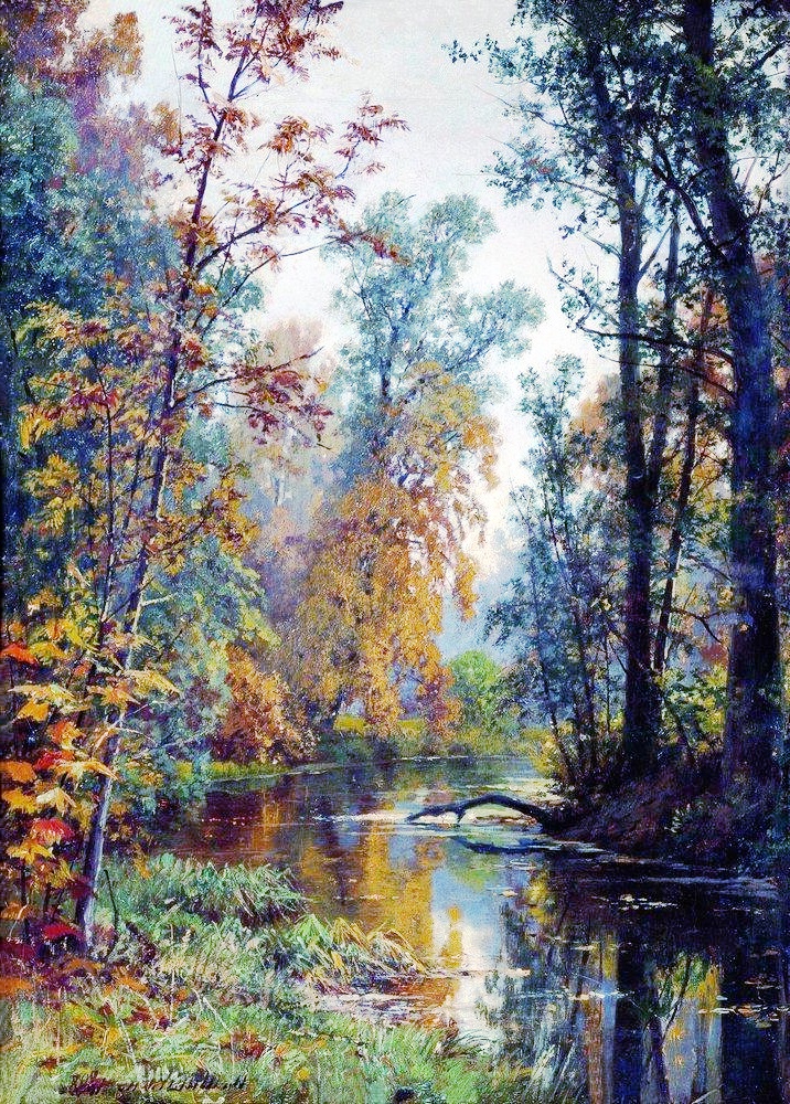a Isabella Thistledown painting of a river surrounded by trees
